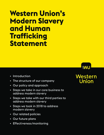 Western Union's Modern Slavery And Human Trafficking Statement
