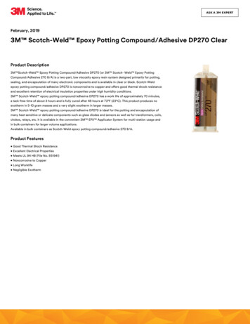 February, 2019 3M Scotch-Weld Epoxy Potting Compound/Adhesive DP270 Clear