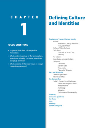 CHAPTER Defining Culture 1 And Identities