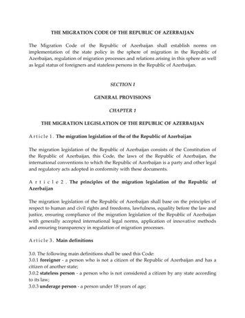 The Migration Code Of The Republic Of Azerbaijan