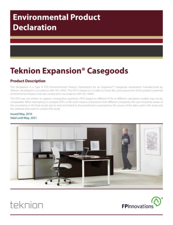 Environmental Product Declaration Teknion Expansion Casegoods