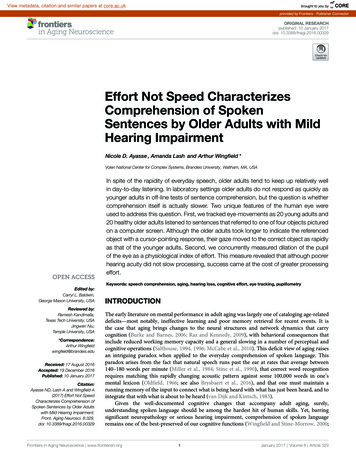 Effort Not Speed Characterizes Comprehension Of Spoken Sentences . - CORE
