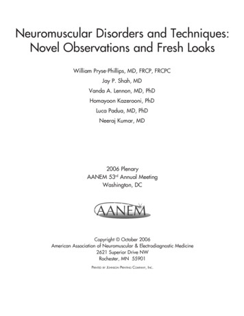 Neuromuscular Disorders And Techniques: Novel Observations And Fresh Looks
