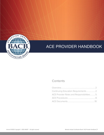 Ace Provider Handbook - Bacb