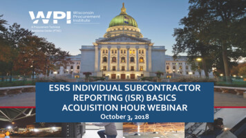 Esrs Individual Subcontractor Reporting (Isr) Basics Acquisition Hour .