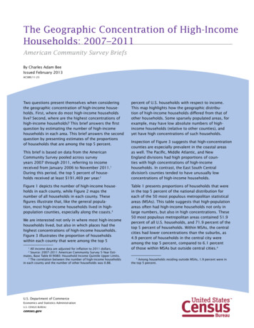 The Geographic Concentration Of High-Income Households: 2007-2011
