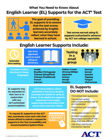 English Learner Supports Include - ACT