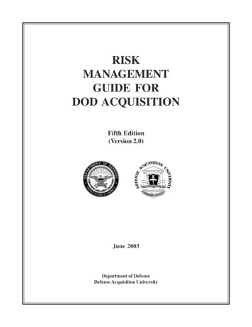 Risk Management Guide For Dod Acquisition - Dtic