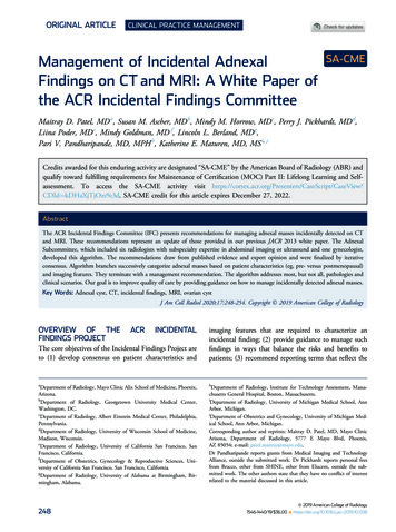 Management Of Incidental Adnexal Findings On CT And MRI: A White Paper .