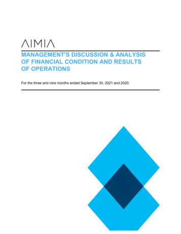 MANAGEMENT'S DISCUSSION & ANALYSIS OF FINANCIAL CONDITION AND . - Aimia