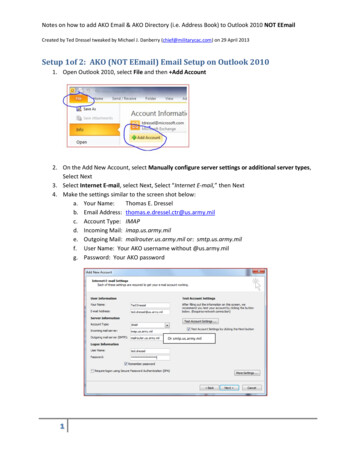 AKO On Outlook 2010 - Common Access Card (CAC) Information For Home Use