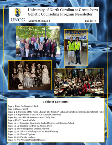 Page 1 University Of North Carolina At Greensboro Genetic Counseling .