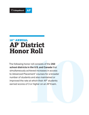 AP District Honor Roll 10th Annual - College Board