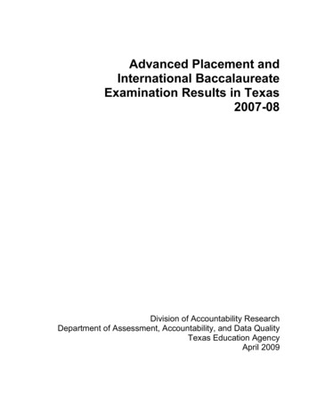 Advanced Placement And International Baccalaureate Examination Results .