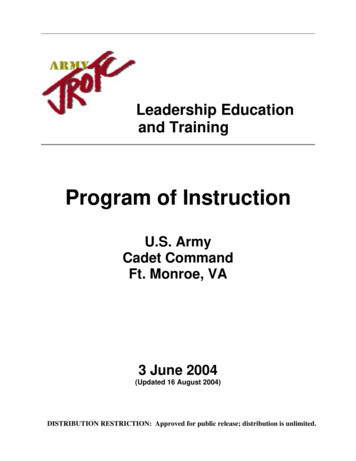 Army Program Of Instruction - Chicago JROTC