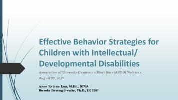 Effective Behavior Strategies For Children With Intellectual .