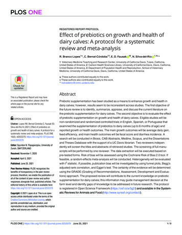 Effect Of Prebiotics On Growth And Health Of Dairy . - Semantic Scholar