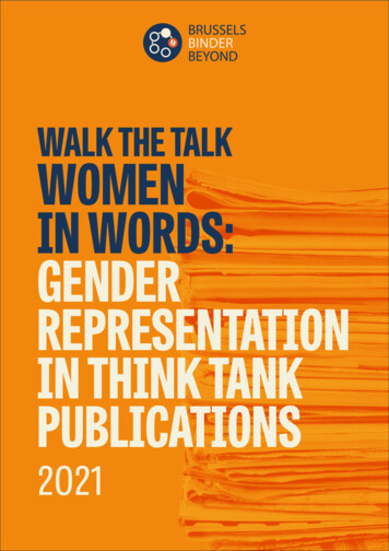 Walk The Talk Women In Words: Gender Representation In Think Tank .