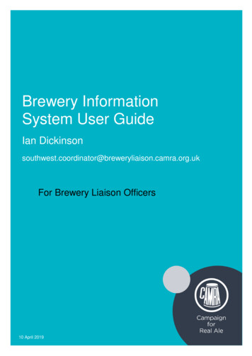 Brewery Information System User Guide