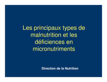 Les Principaux Types De Malnutrition Et Les Déficiences En Micronutriments