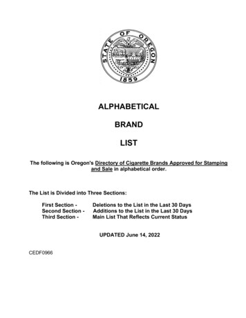 ALPHABETICAL BRAND LIST - Oregon Department Of Justice