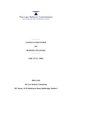 Consultation Paper On Business Tenancies (Lrc Cp 21 - 2003) Ireland