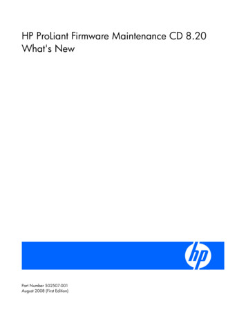 HP ProLiant Firmware Maintenance CD 8.20 What's New