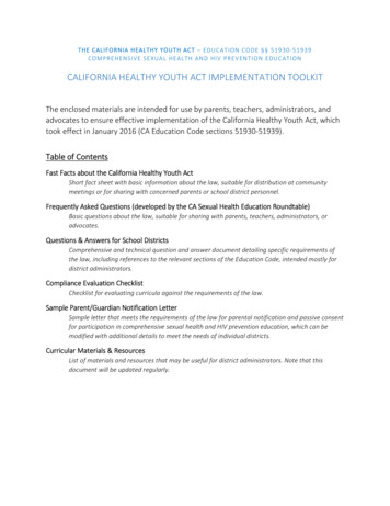 California Healthy Youth Act Implementation Toolkit