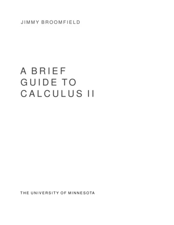 A BRIEF GUIDE TO CALCULUS II - University Of Minnesota