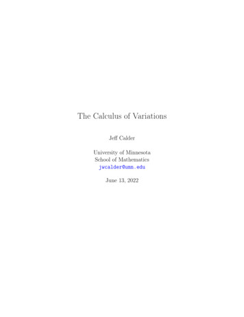 The Calculus Of Variations - University Of Minnesota