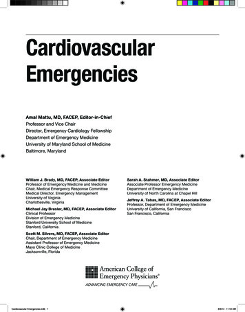 Cardiovascular Emergencies - American College Of Emergency Physicians