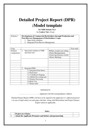 Detailed Project Report (DPR) :Model Template - NHB