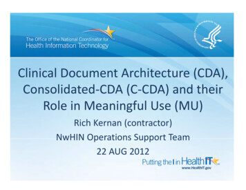Clinical Document Architecture (CDA), - ONC