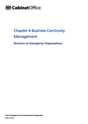 Chapter 6 Business Continuity Management - GOV.UK