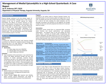 Management Of Medial Epicondylitis In A High-School Quarterback: A Case .