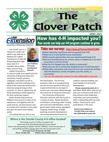 Oneida County 4-H Monthly Newsletter The The Clover Patch Clover Patch