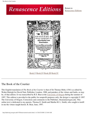 The Book Of The Courtier - University Of Oregon