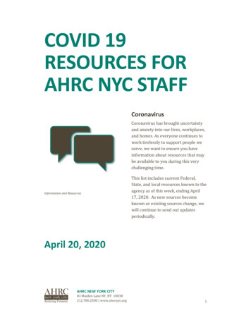 Covid 19 Resources For Ahrc Nyc Staff