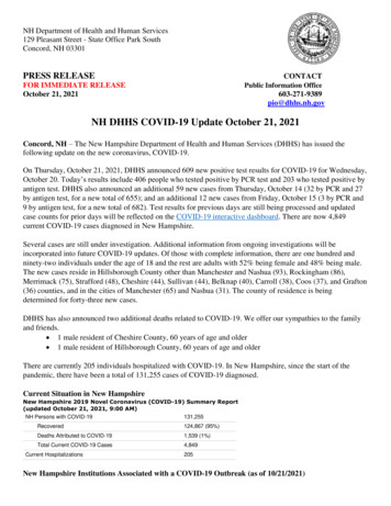 NH DHHS COVID-19 Update October 21, 2021