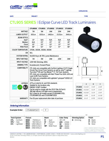 CATALOG NO. DATE PROJECT TYPE CTL905 SERIES - ConTech Lighting