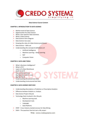 Data Science Course Content CHAPTER 1: INTRODUCTION TO . - Credo Systemz