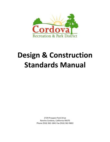 Design Standards Manual 2015 - Cordova Recreation And Park District