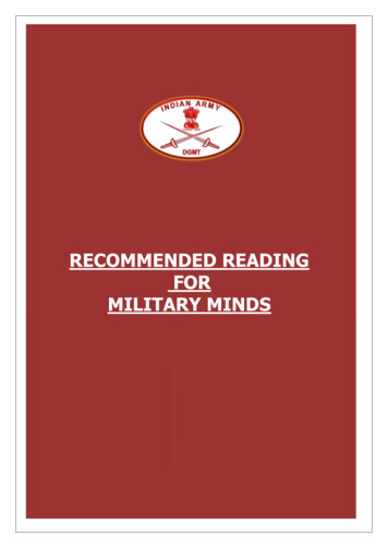 RECOMMENDED READING FOR MILITARY MINDS - Indian Army