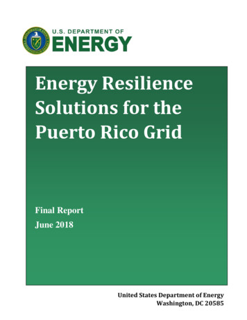 Energy Resilience Solutions For The Puerto Rico Grid