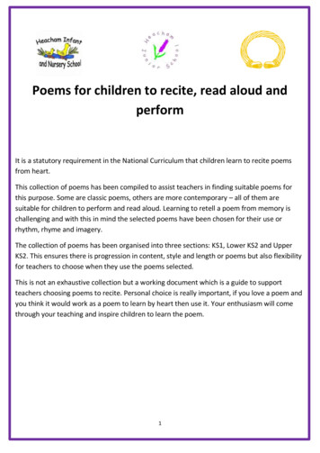 Poems For Children To Recite, Read Aloud And Perform