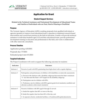 Application For Grant - Vermont Agency Of Education