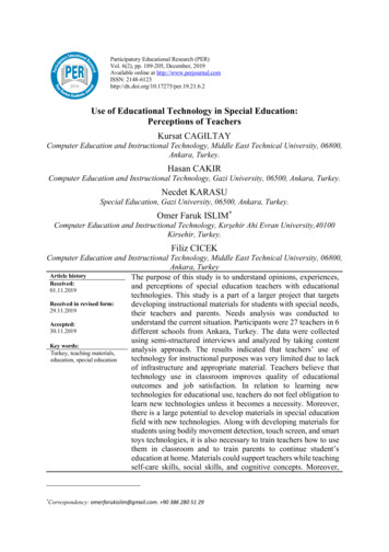 Use Of Educational Technology In Special Education: Perceptions . - ERIC
