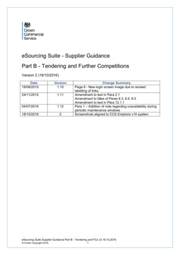 ESourcing Suite - Supplier Guidance Part B - Tendering And Further .