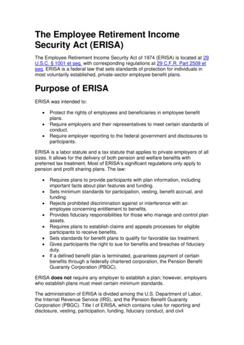 The Employee Retirement Income Security Act (ERISA)