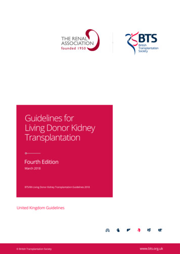 Guidelines For Living Donor Kidney Transplantation